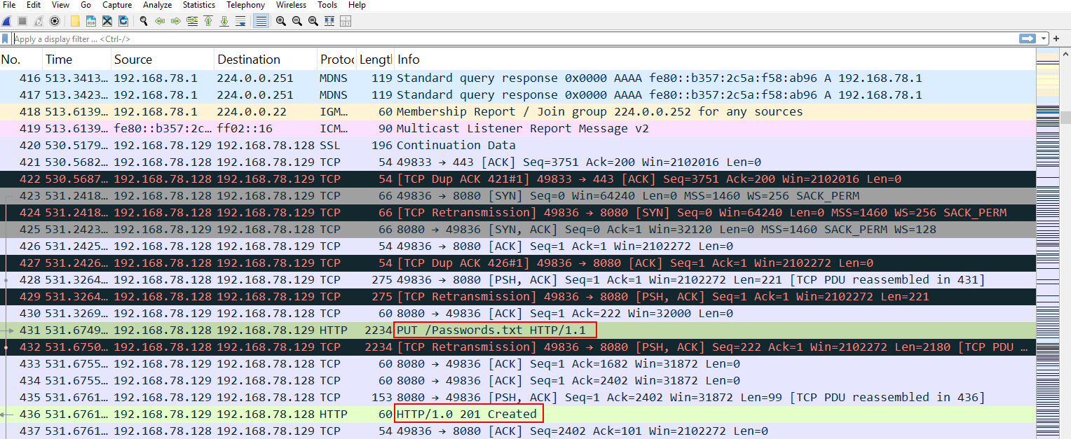 Wireshark：HTTP PUT