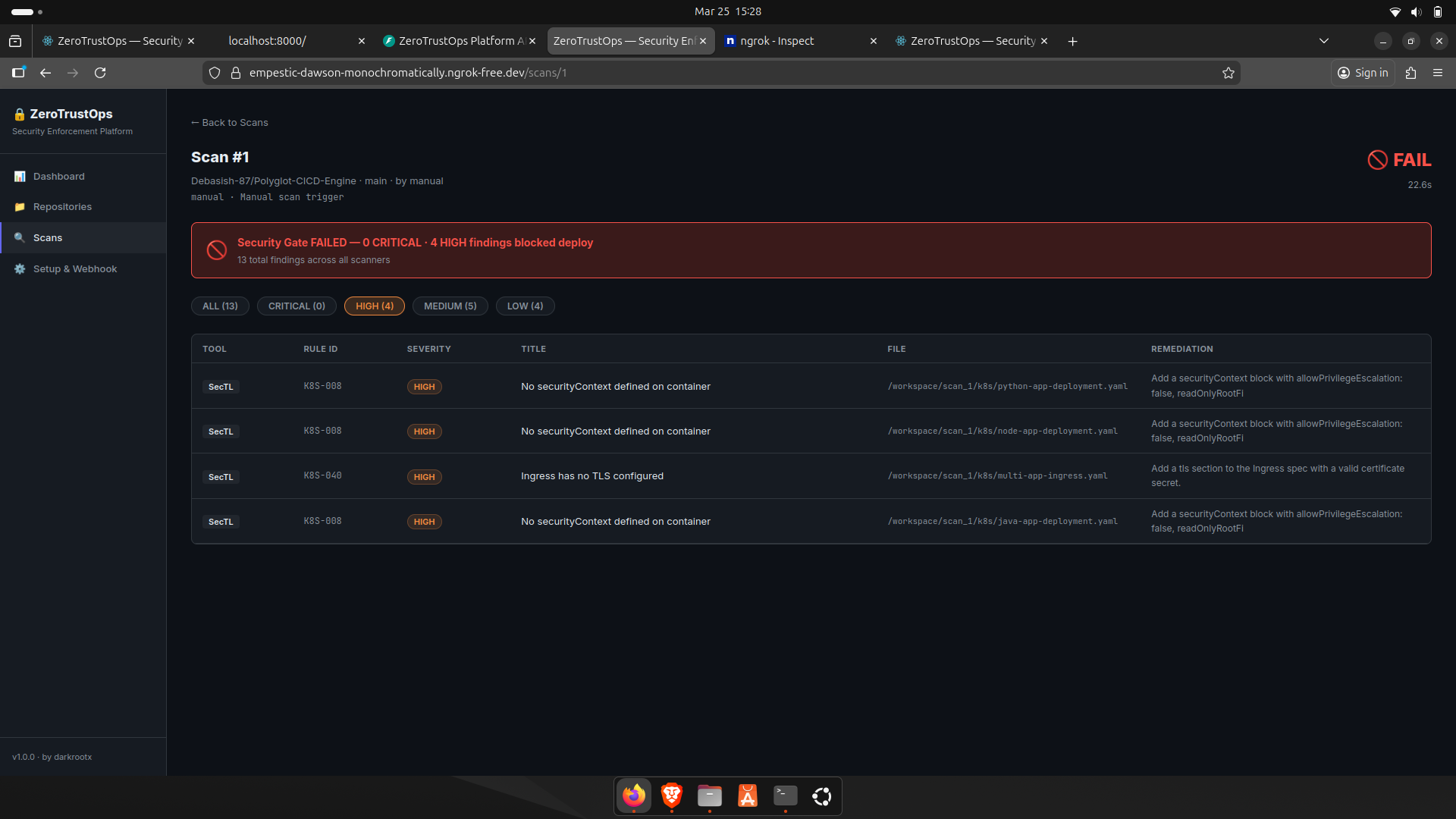 扫描结果仪表盘