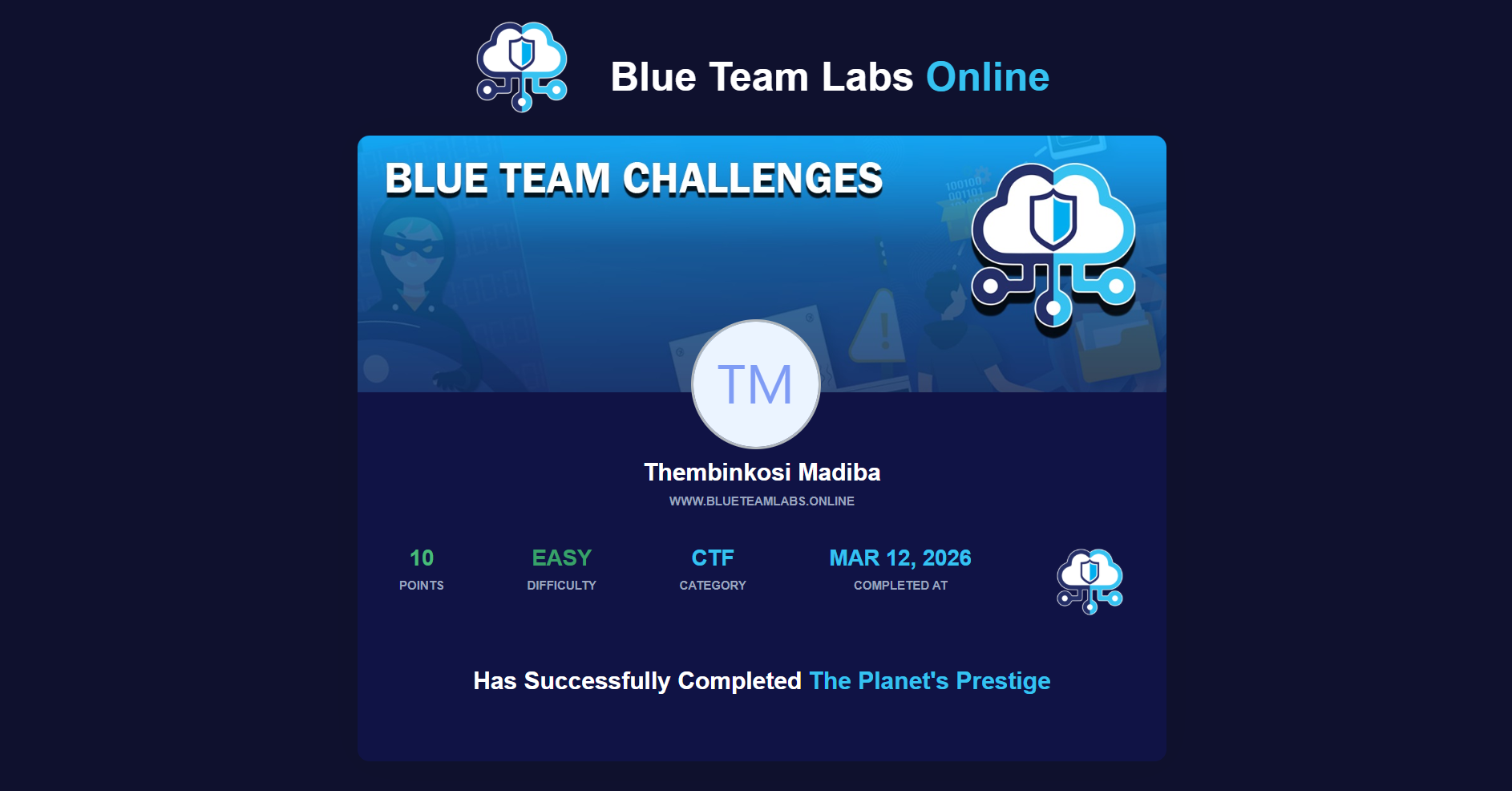 BlueTeam Labs Certificate