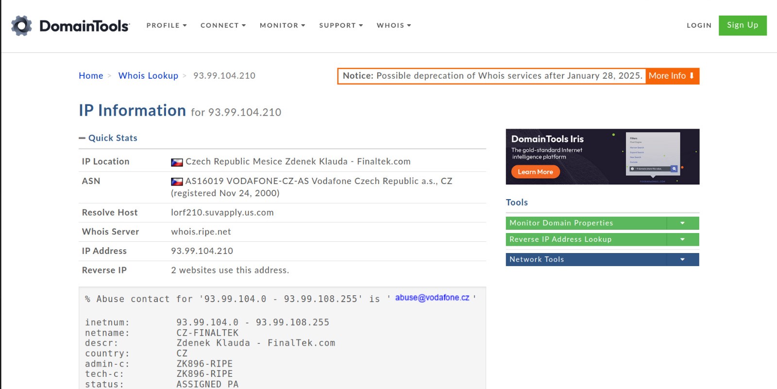DomainTools IP Lookup