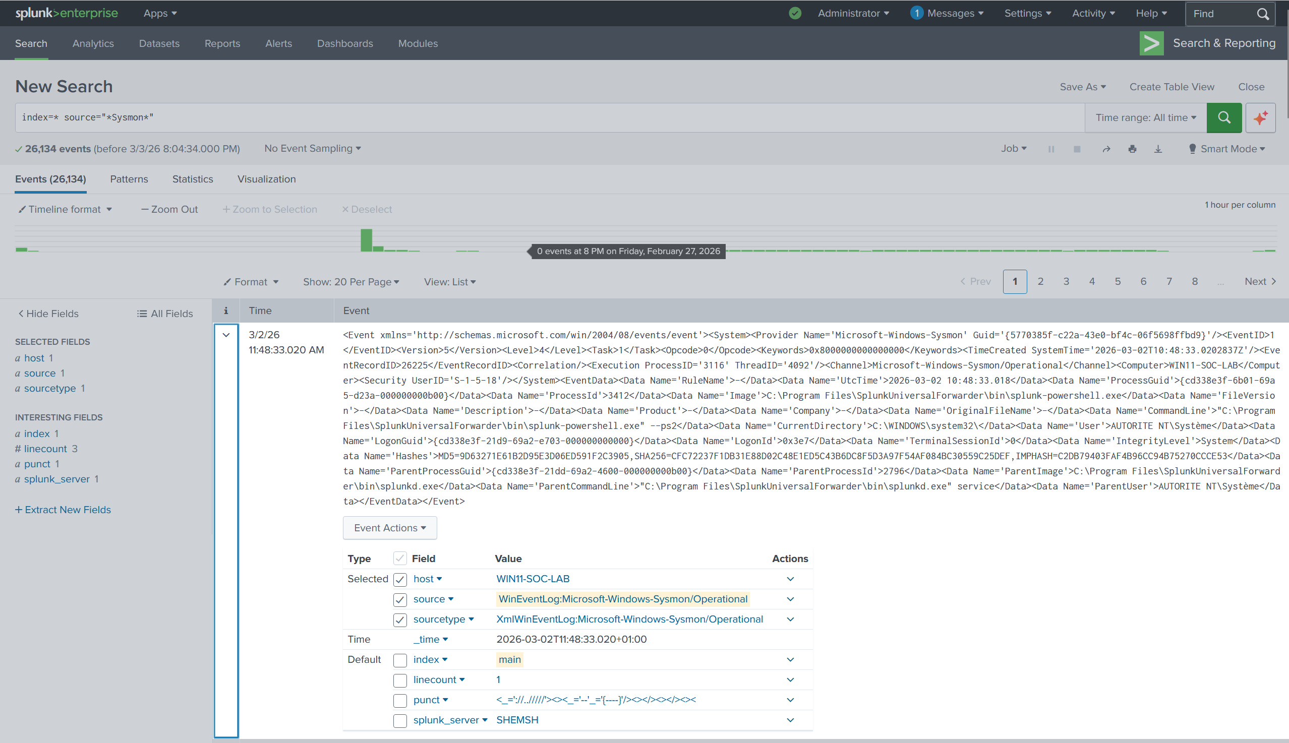 Splunk Sysmon 成功