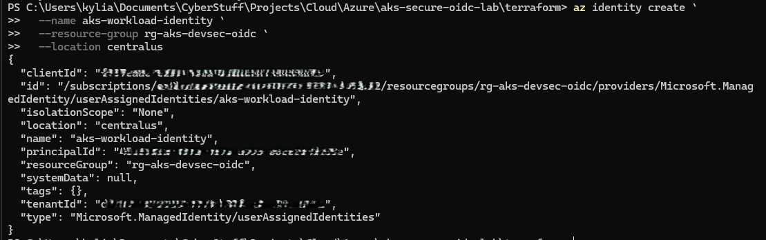 Managed Identity Created