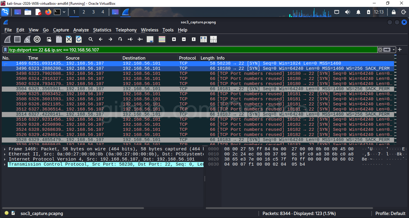 Wireshark SSH Brute Force 过滤器