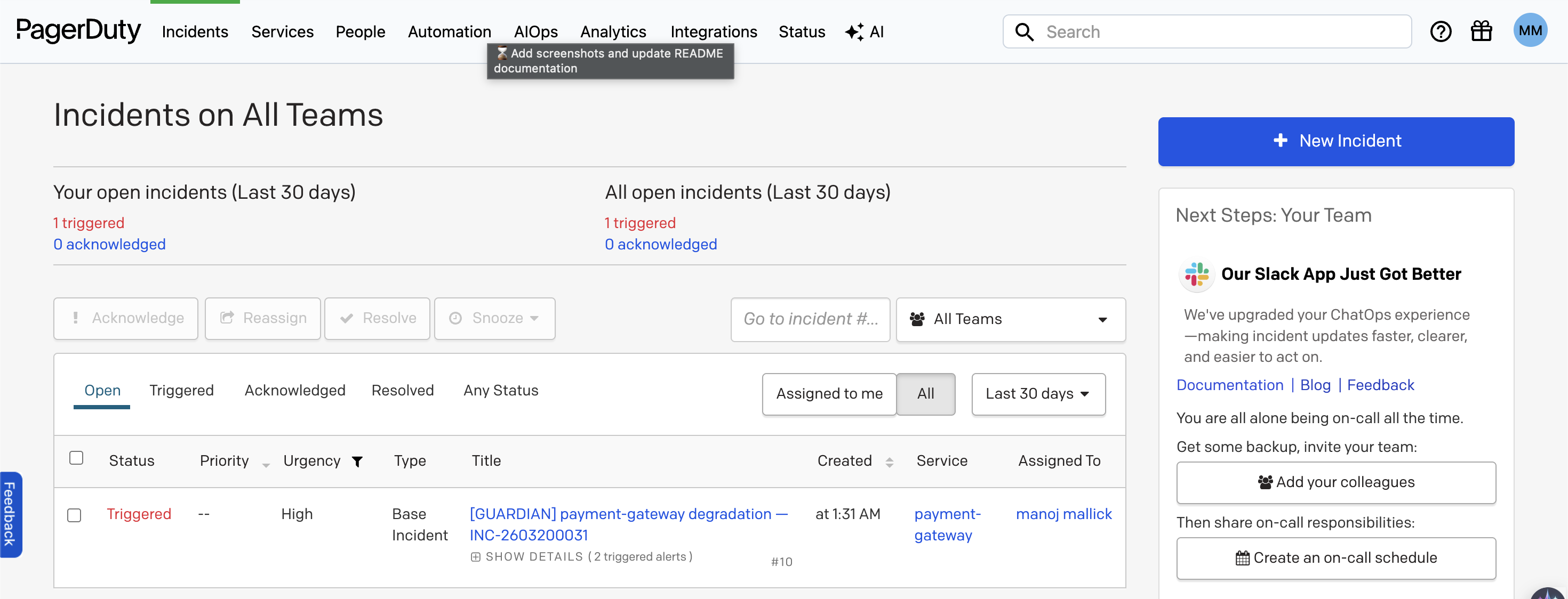 PagerDuty Incidents Dashboard