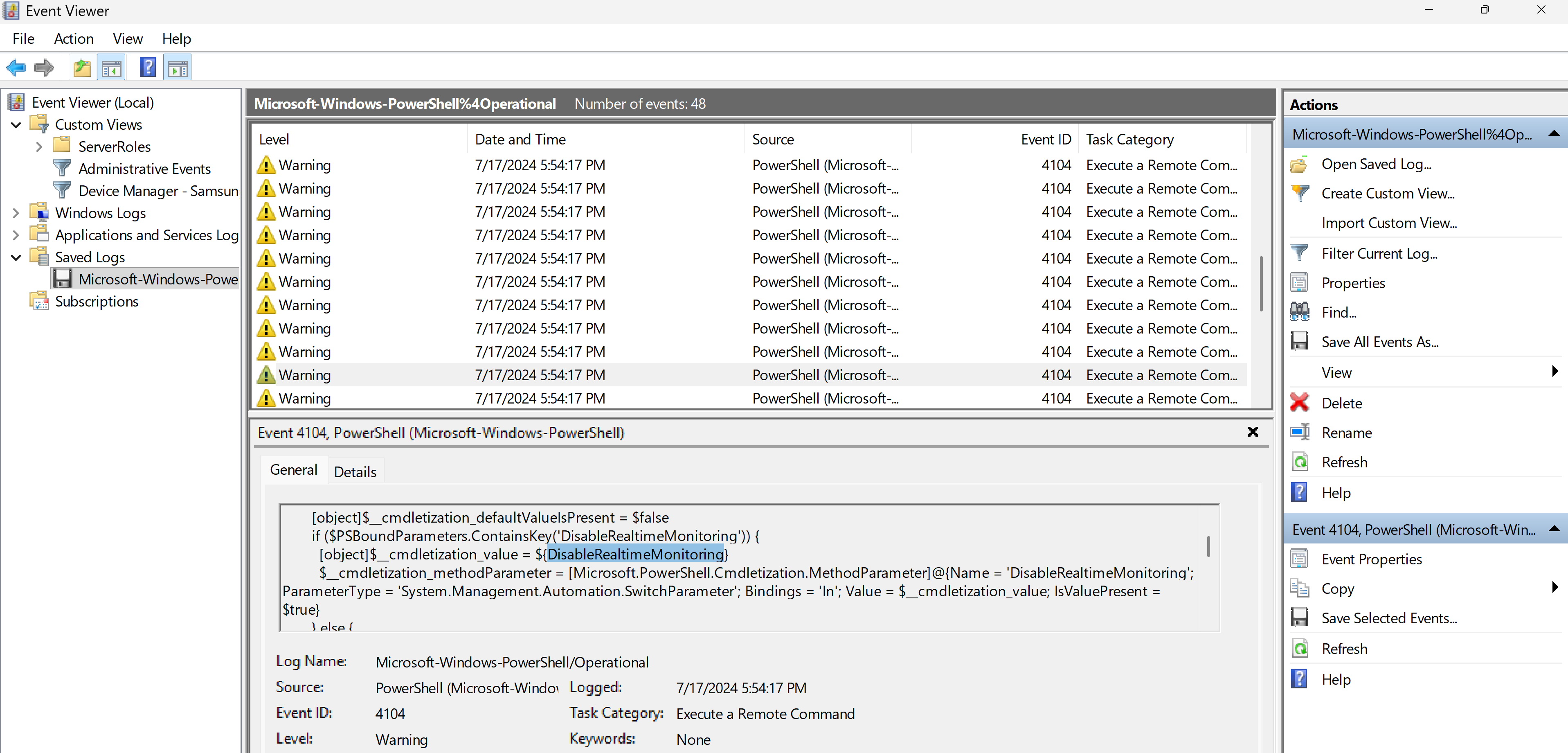 事件 4104:第一个 update.ps1 脚本运行