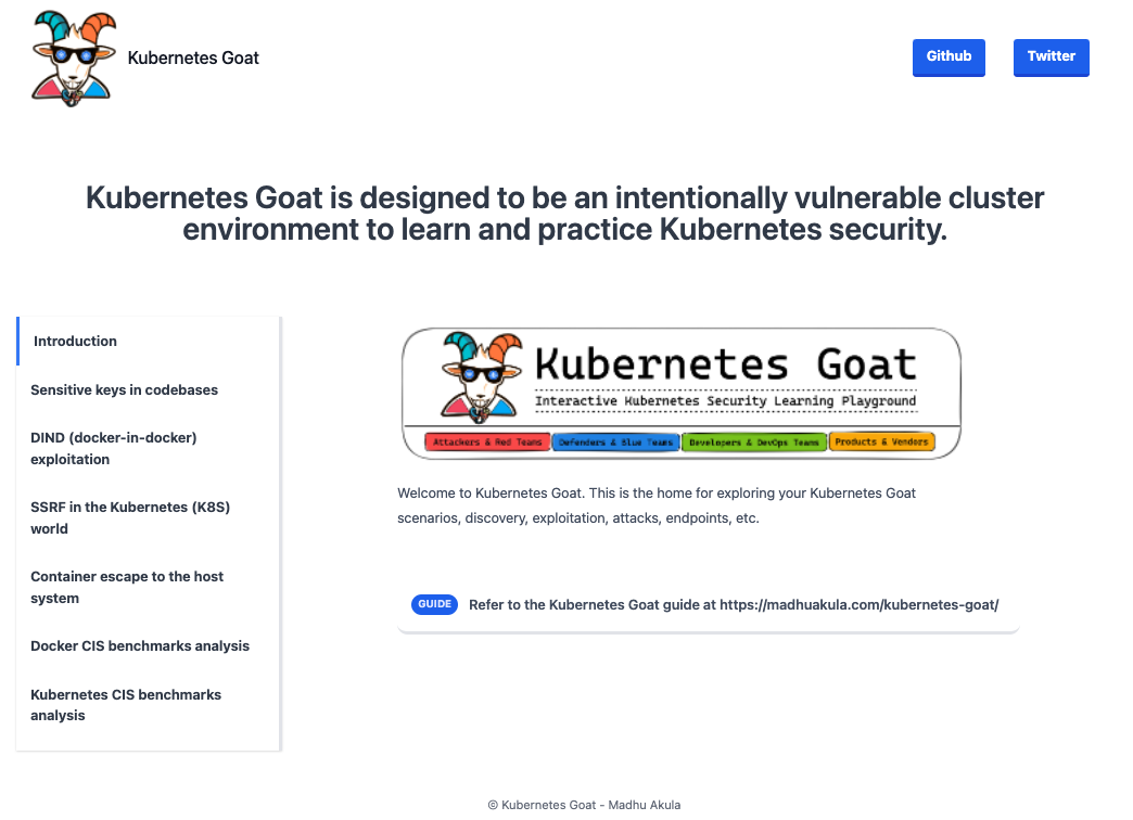 Kubernetes Goat 主页