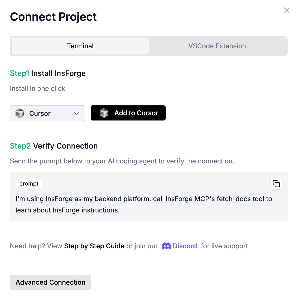 Connect InsForge MCP