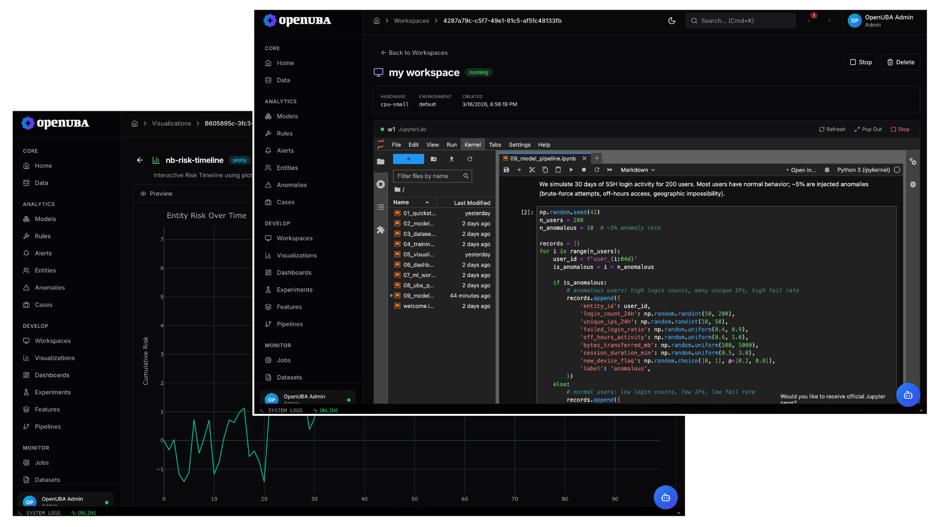 OpenUBA Workspace and Visualization