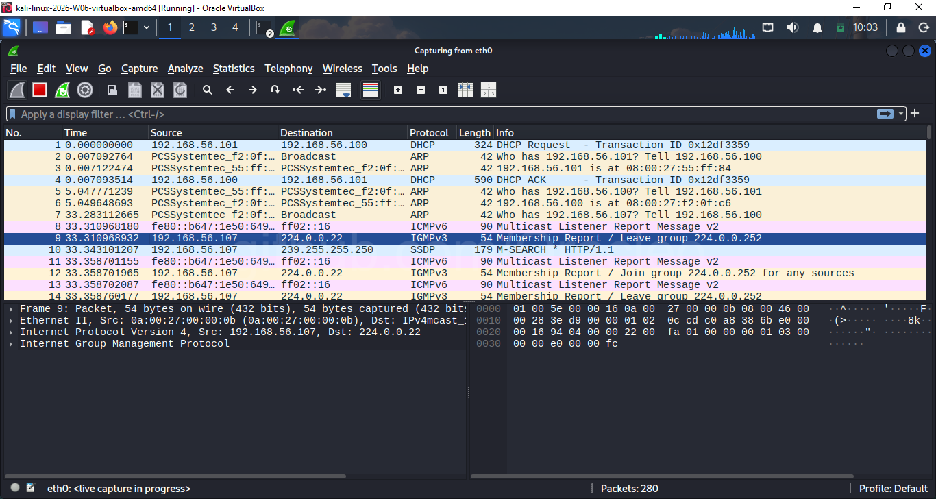 Wireshark 正在捕获 eth0