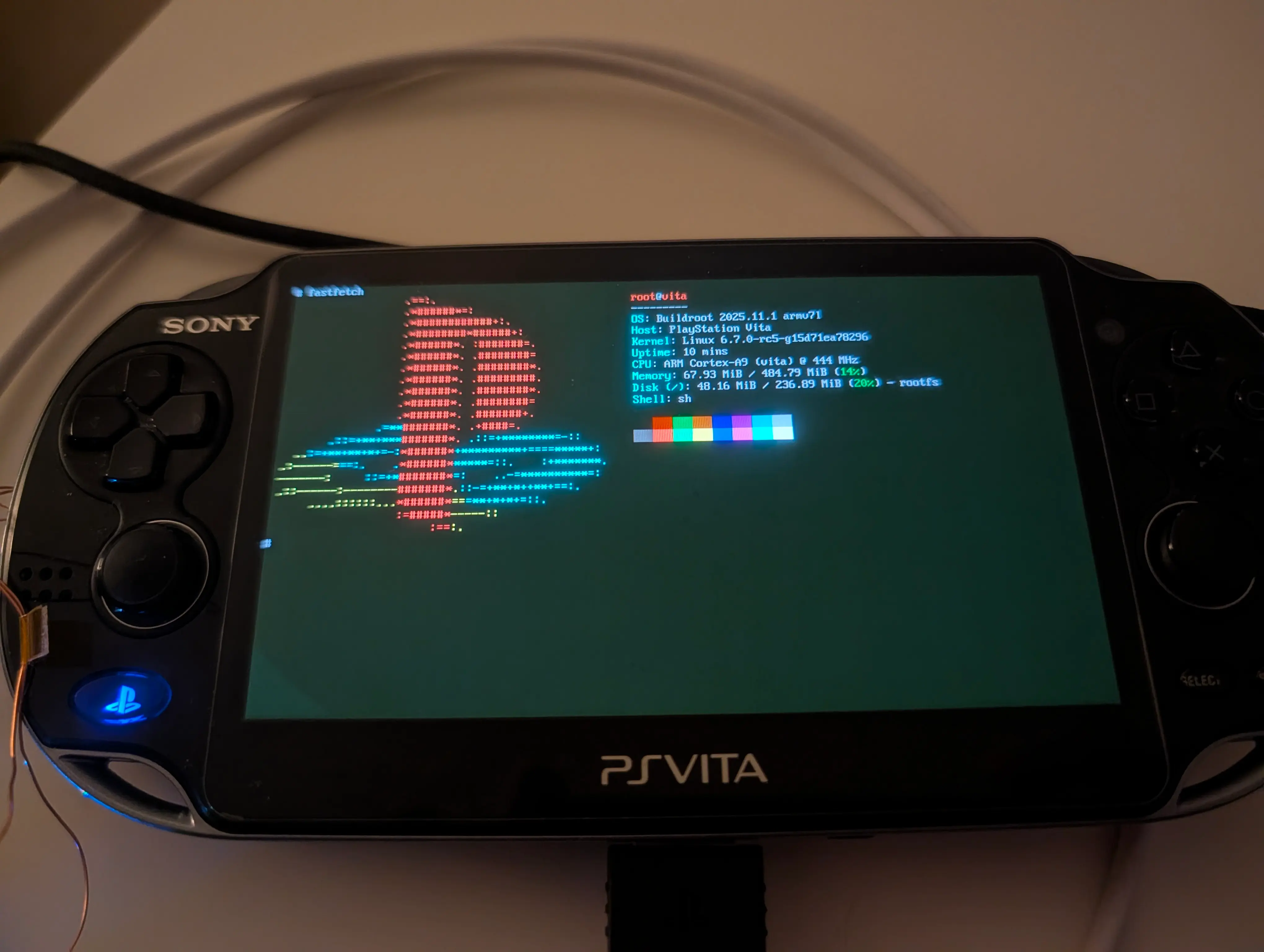 PS Vita (PCH-1103) running Linux 6.12 with fastfetch