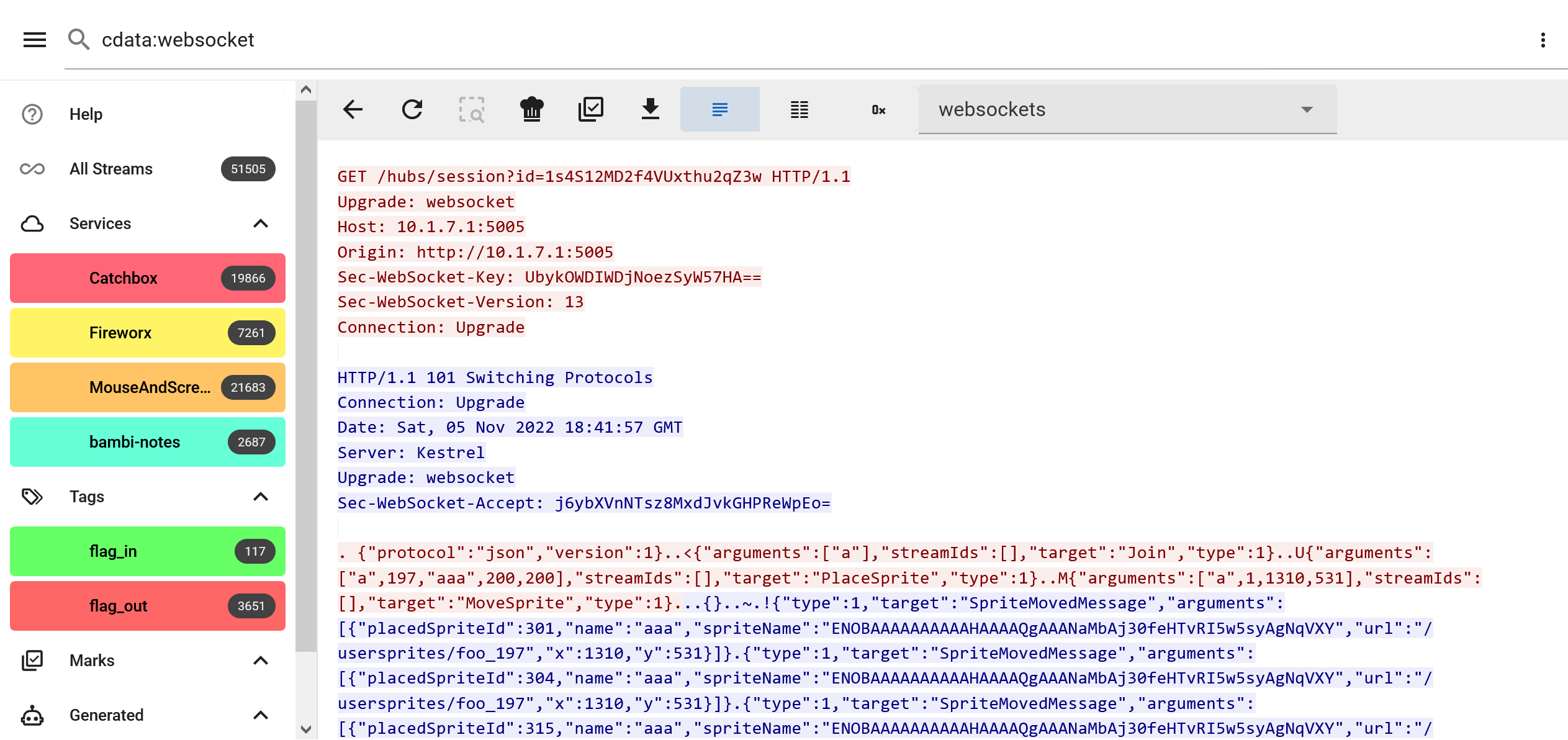 已选择 Websocket 转换器
