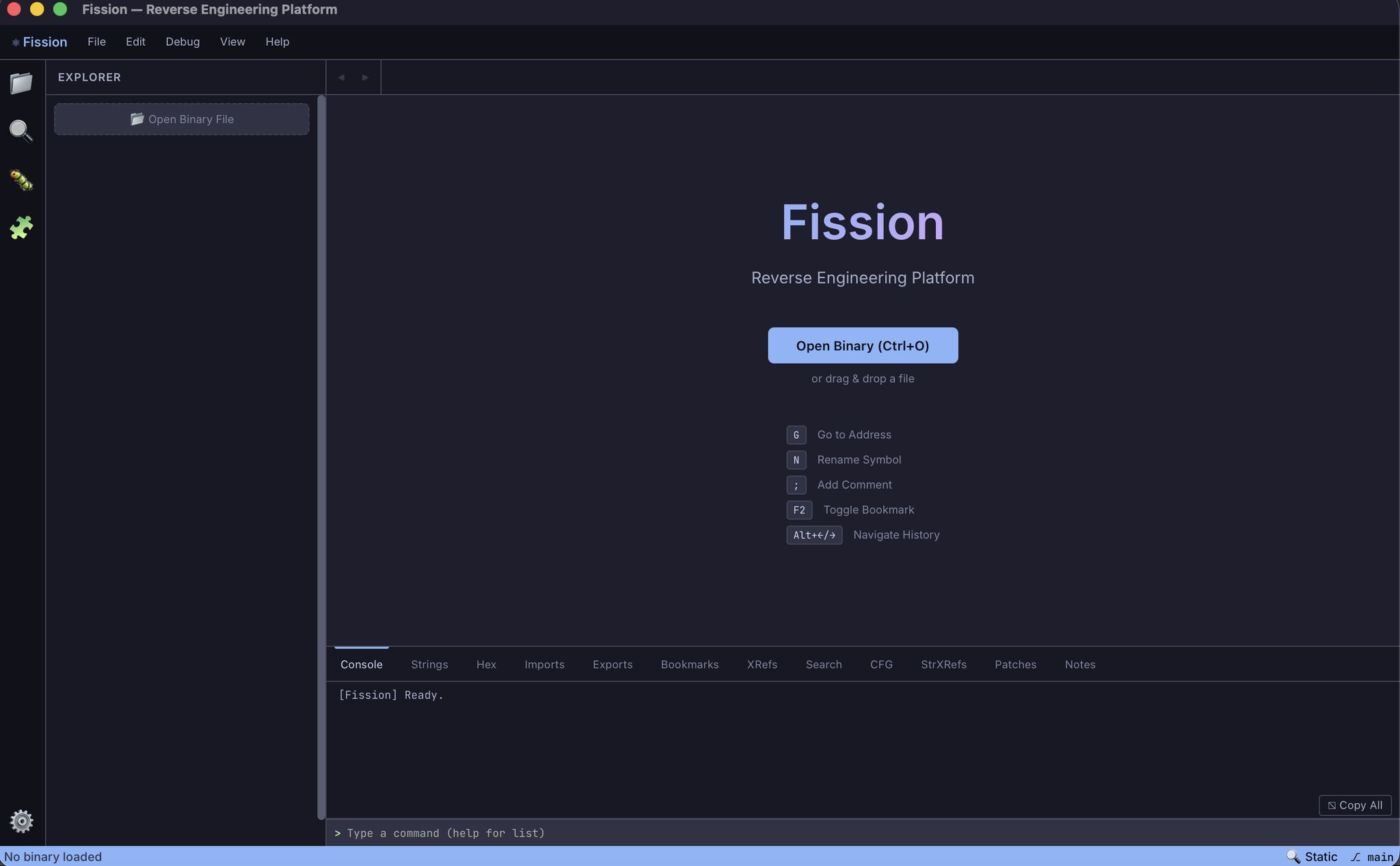 Fission main screen