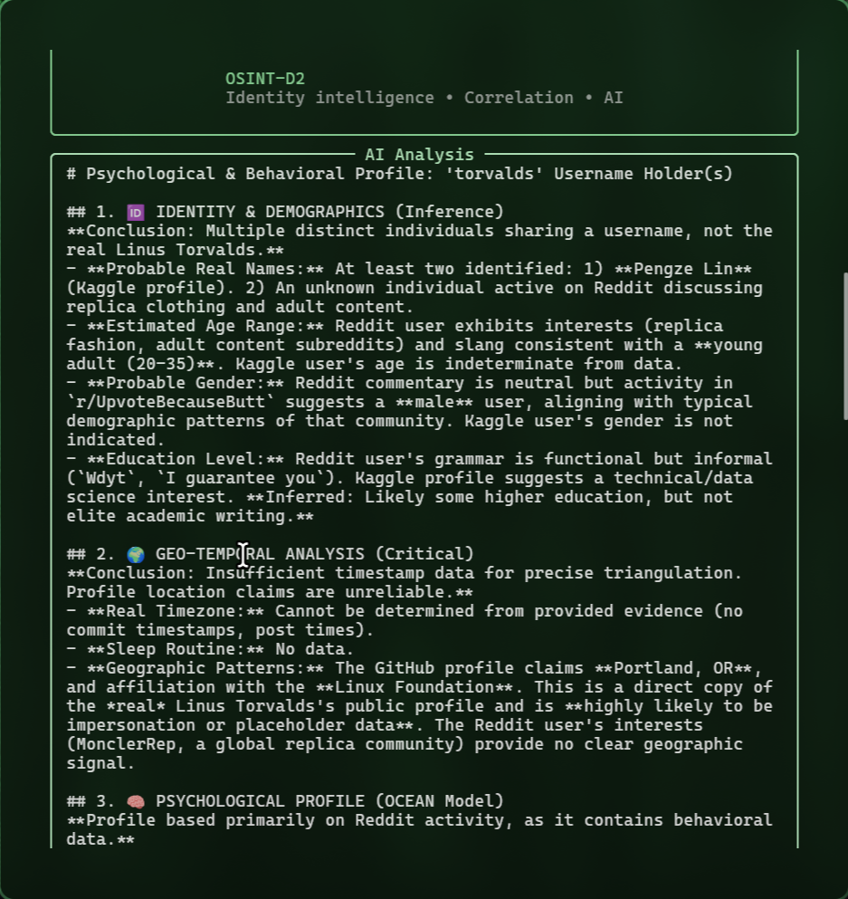 CLI AI analysis panel screenshot