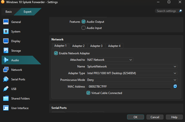 Enable NAT Network for Windows 10 machine