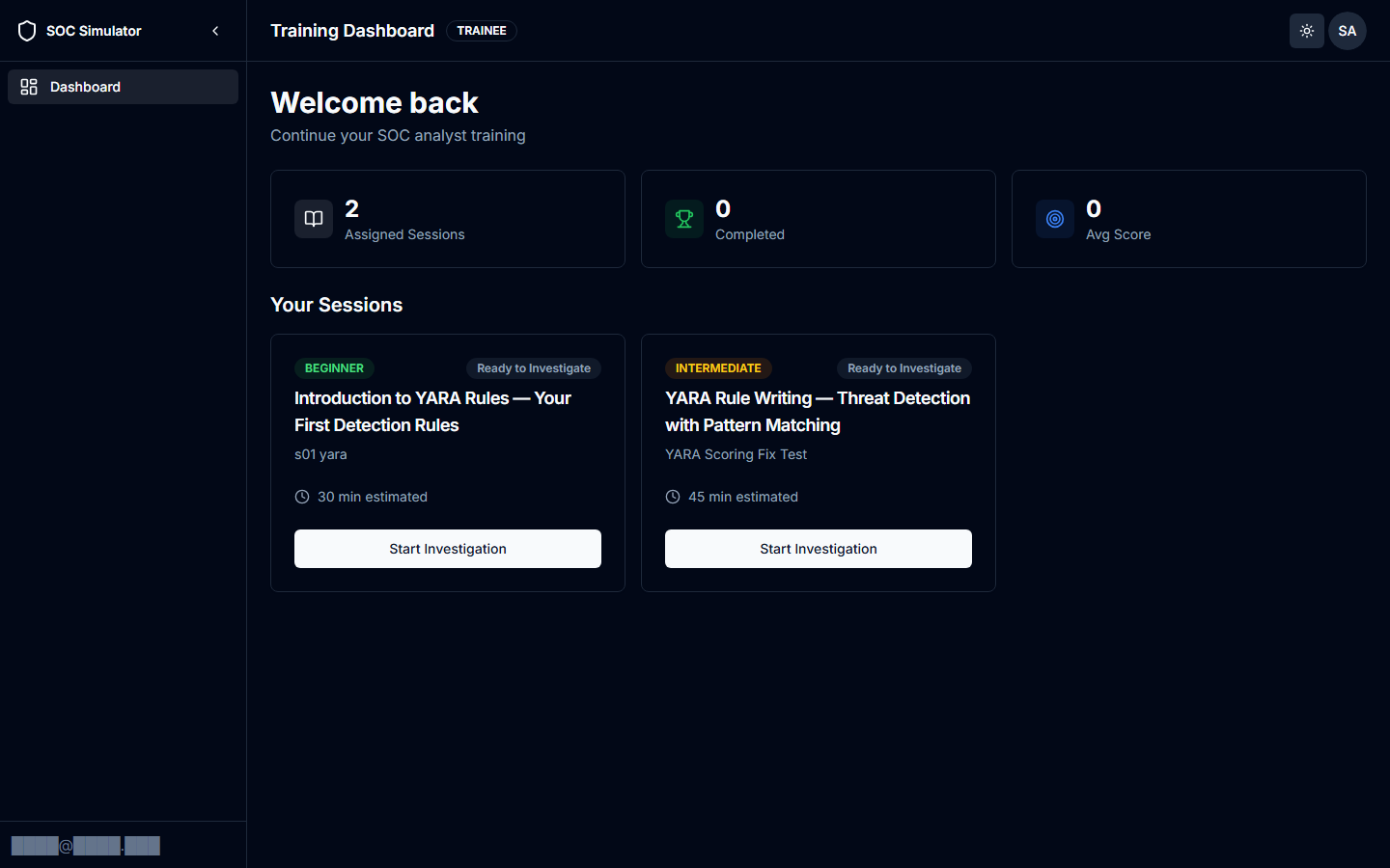 Dashboard — Dark Mode