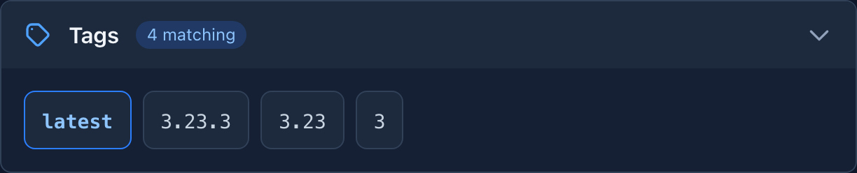 Matching tags — supported registry