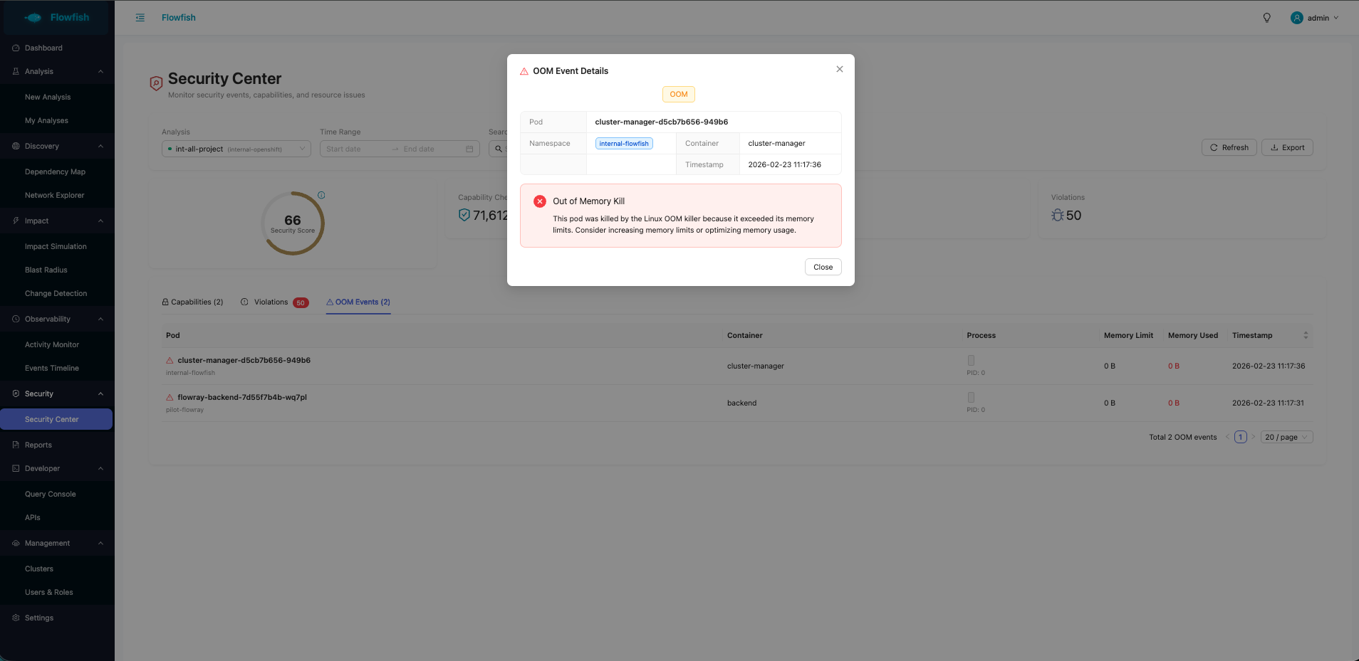 安全中心 - OOM 事件