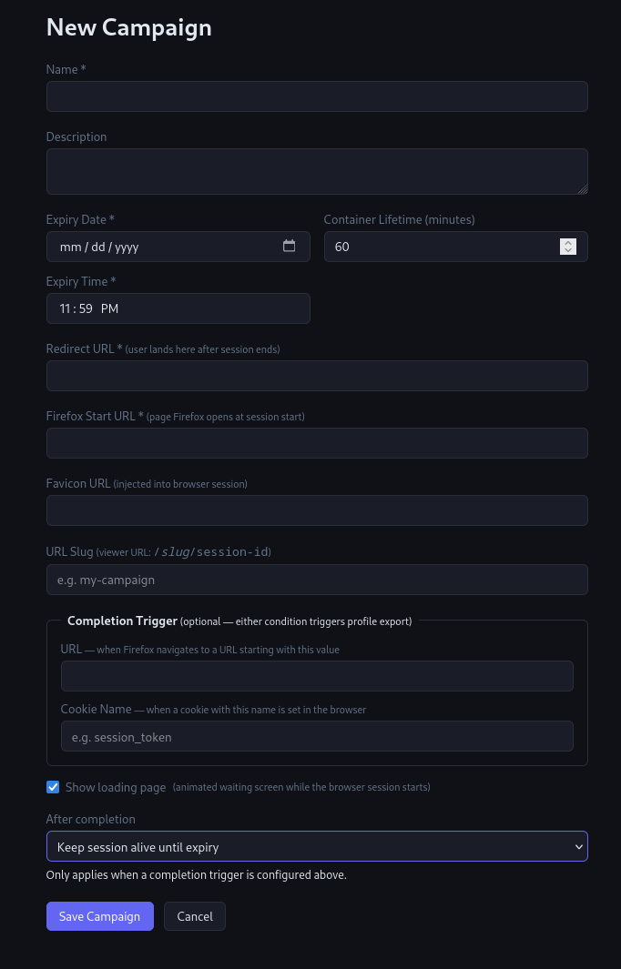 Campaign Creation Tab