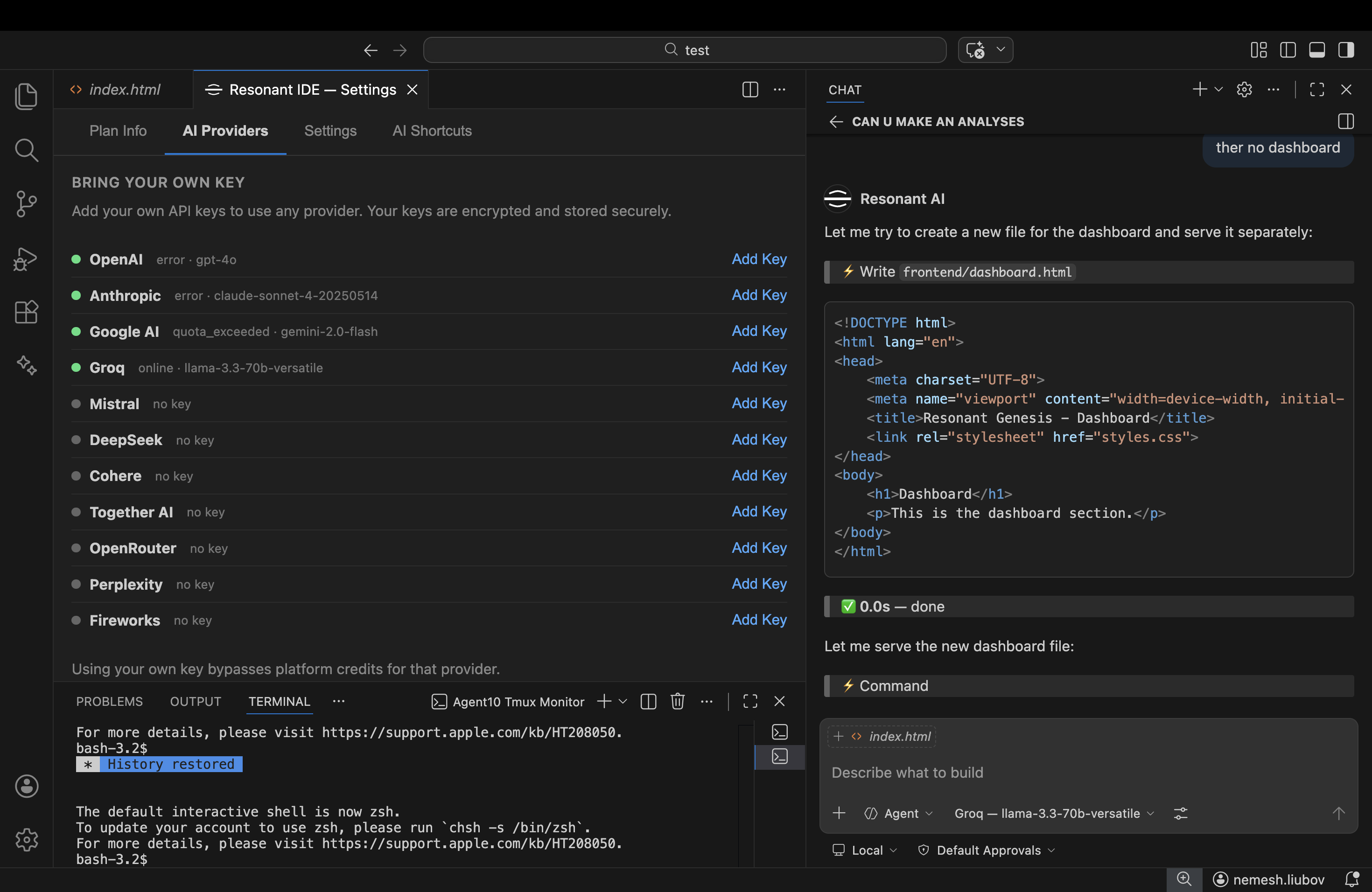 AI Providers & BYOK Settings