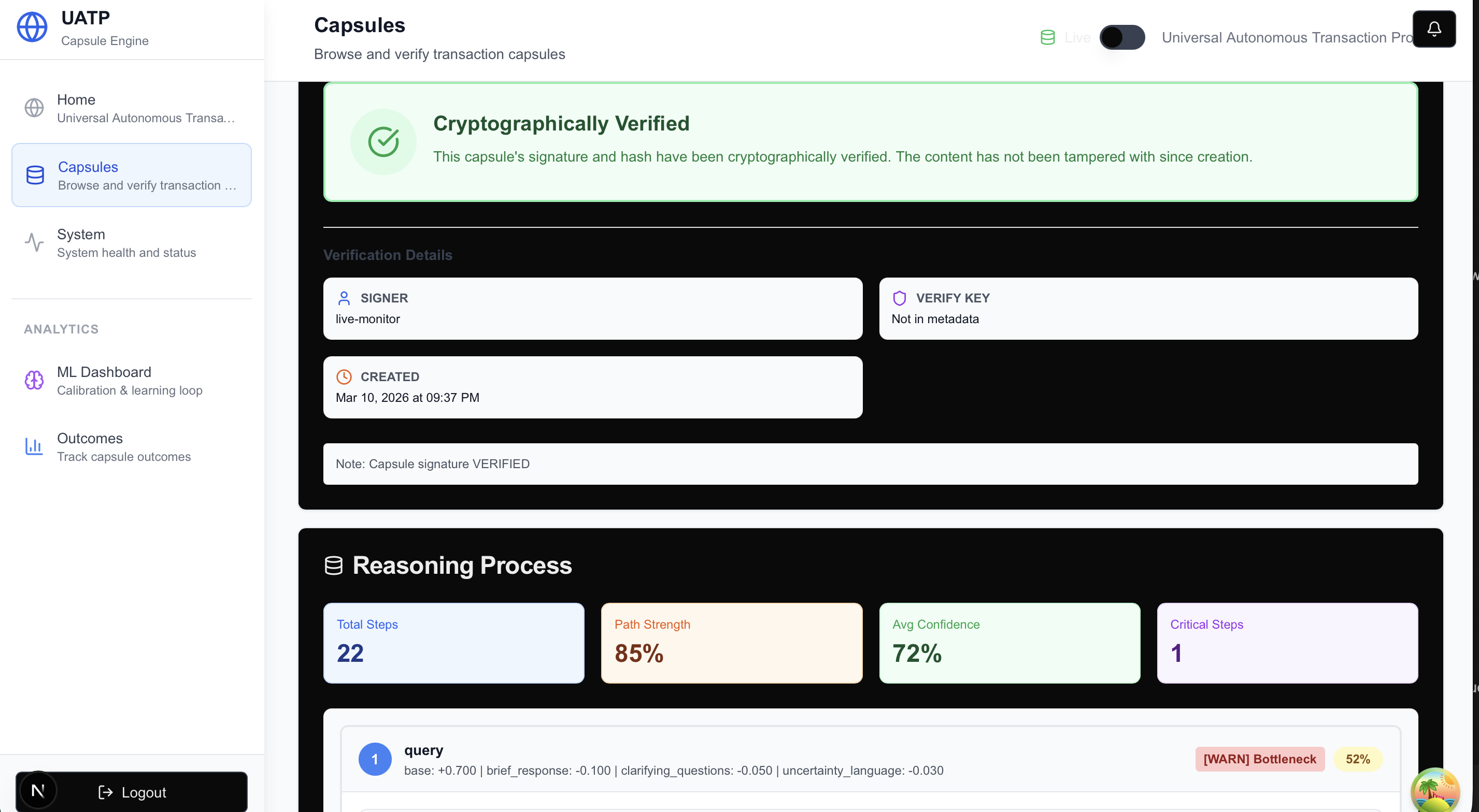 UATP Capsule Dashboard
