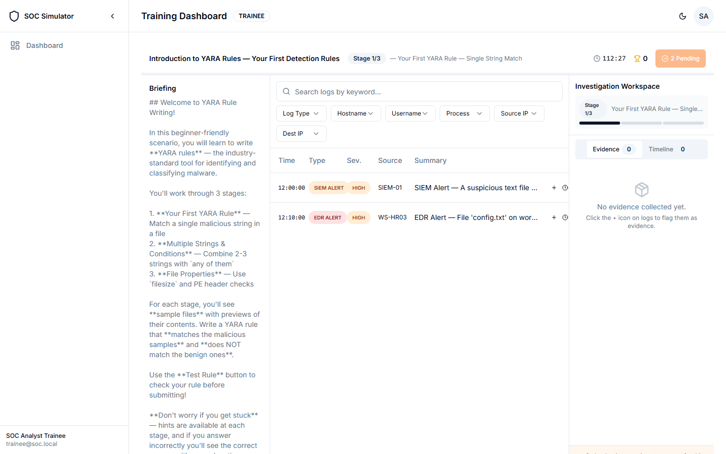 Investigation Workspace