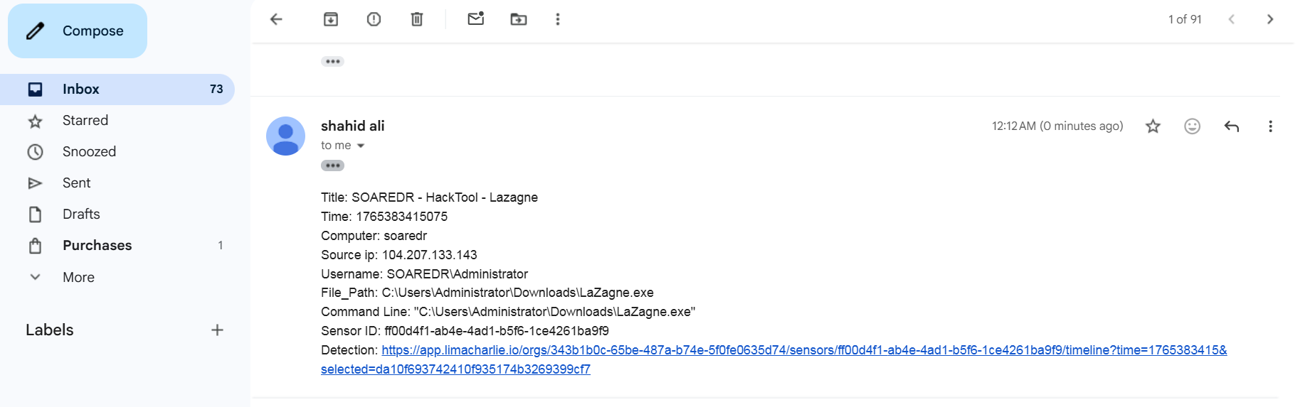 receive emails from tines (user input