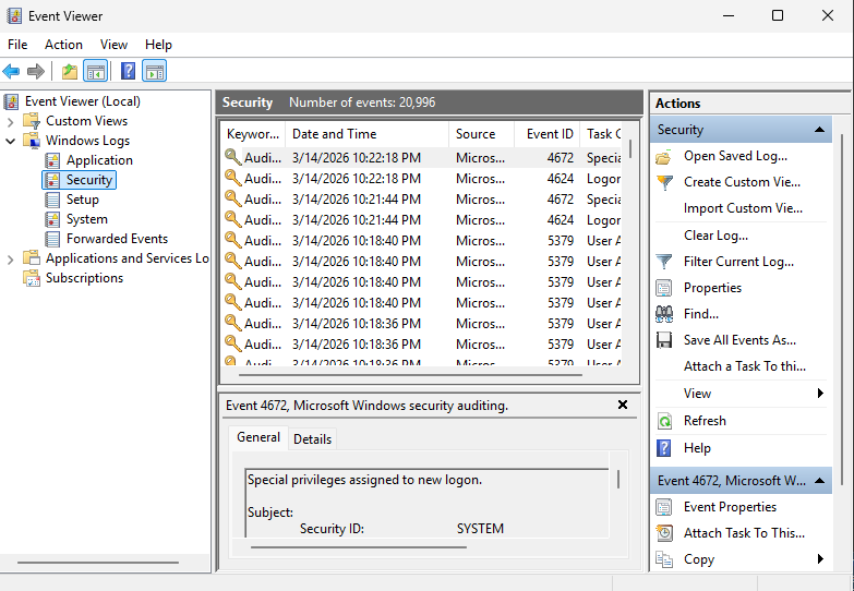 Security Log Overview