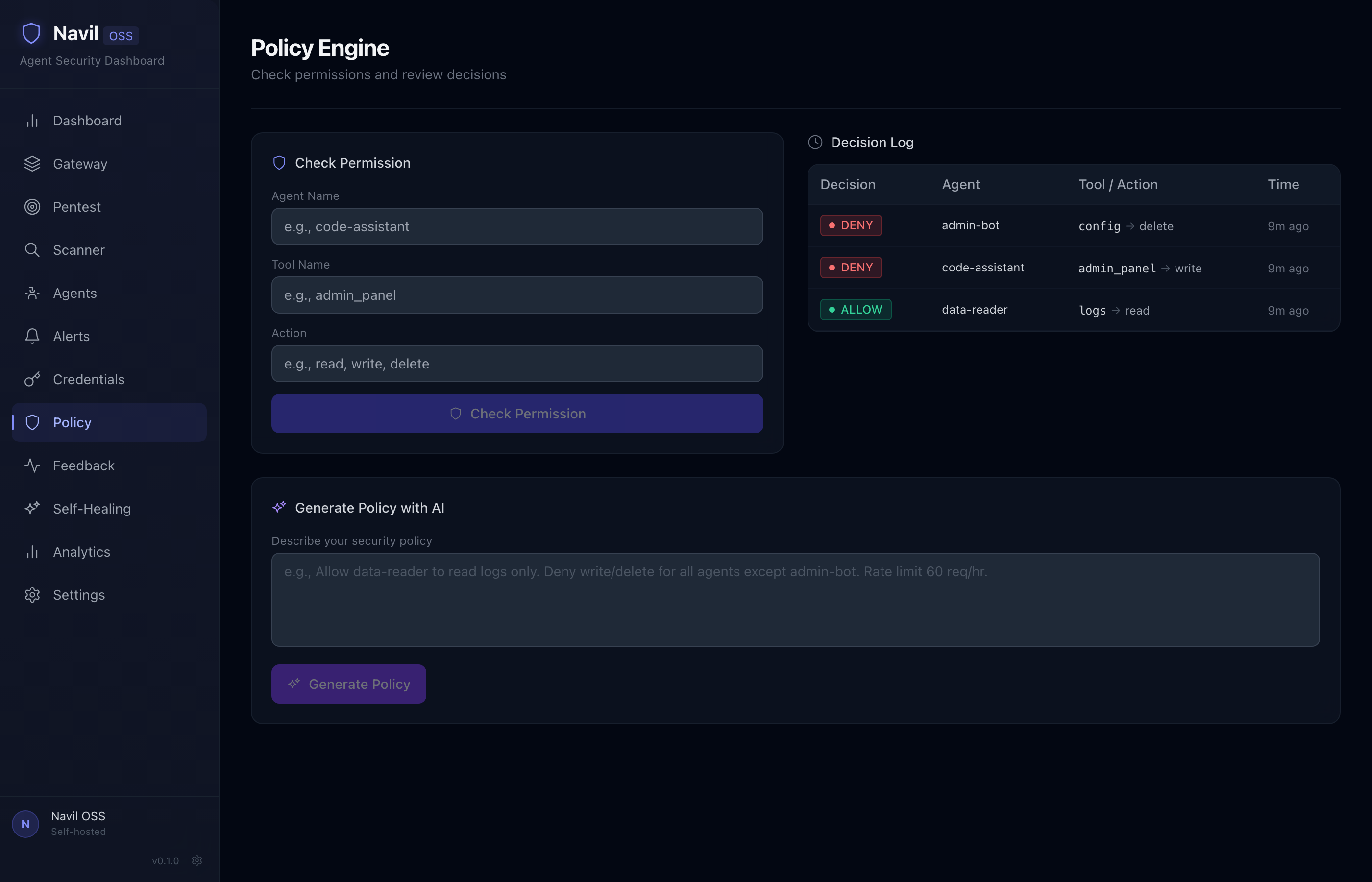 策略 —— 权限检查、决策日志、AI 策略生成
