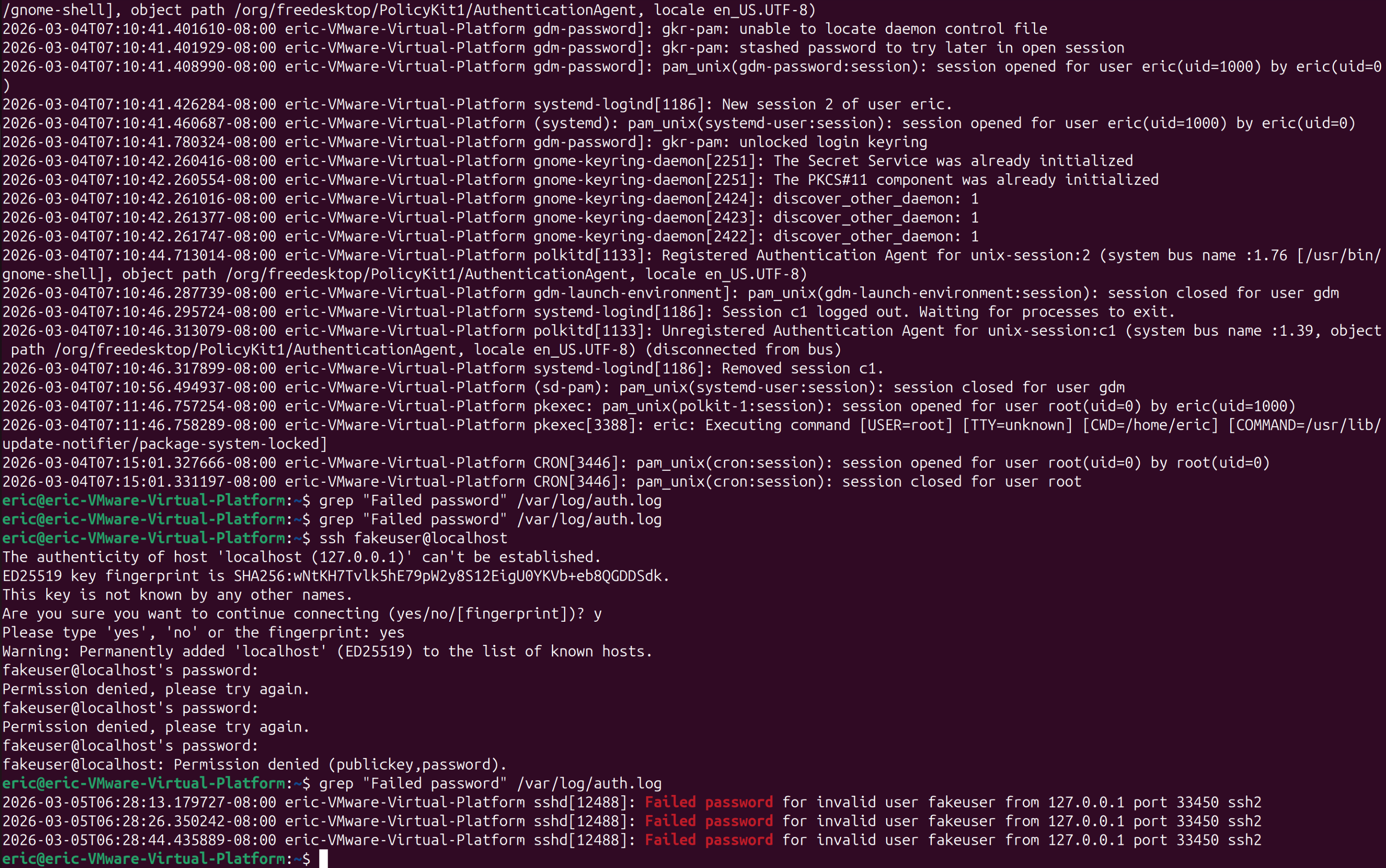 Failed SSH Login Attempts