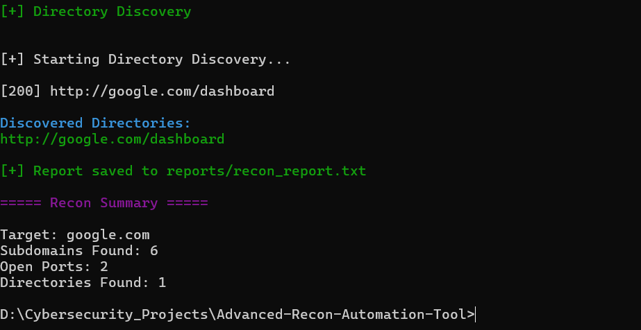 Recon Summary Output