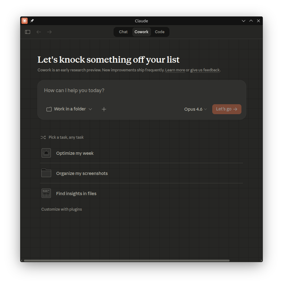 Claude Desktop running on Linux
