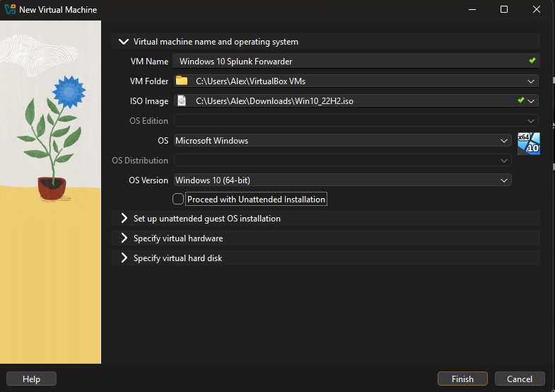 VM summary before creation