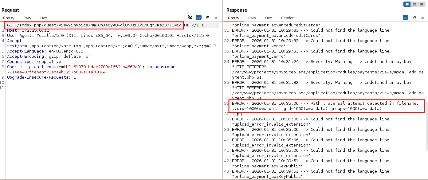 步骤 3 - 通过公共发票 URL 在 HTTP 响应中反映的命令输出