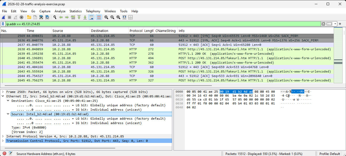 受感染主机 MAC 地址