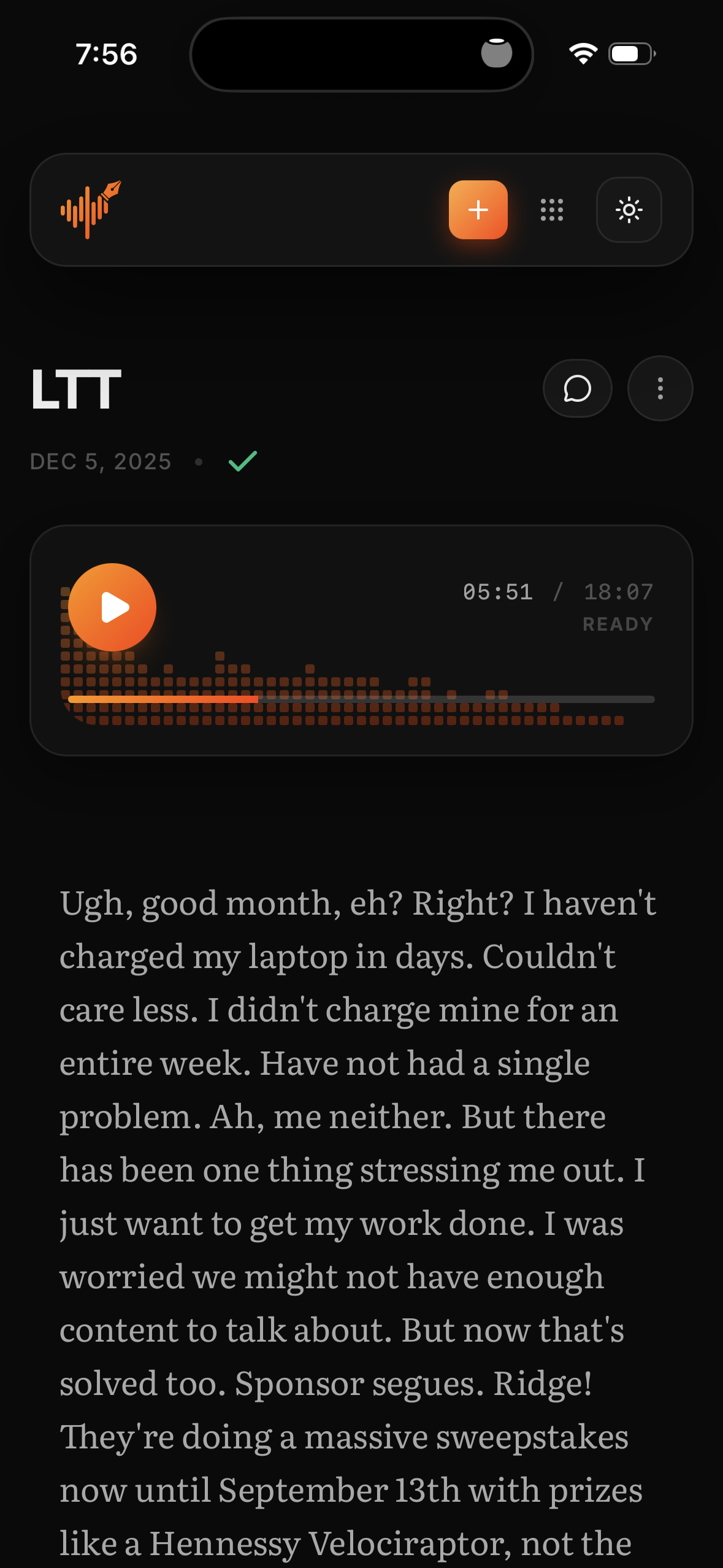 Mobile Transcript Dark