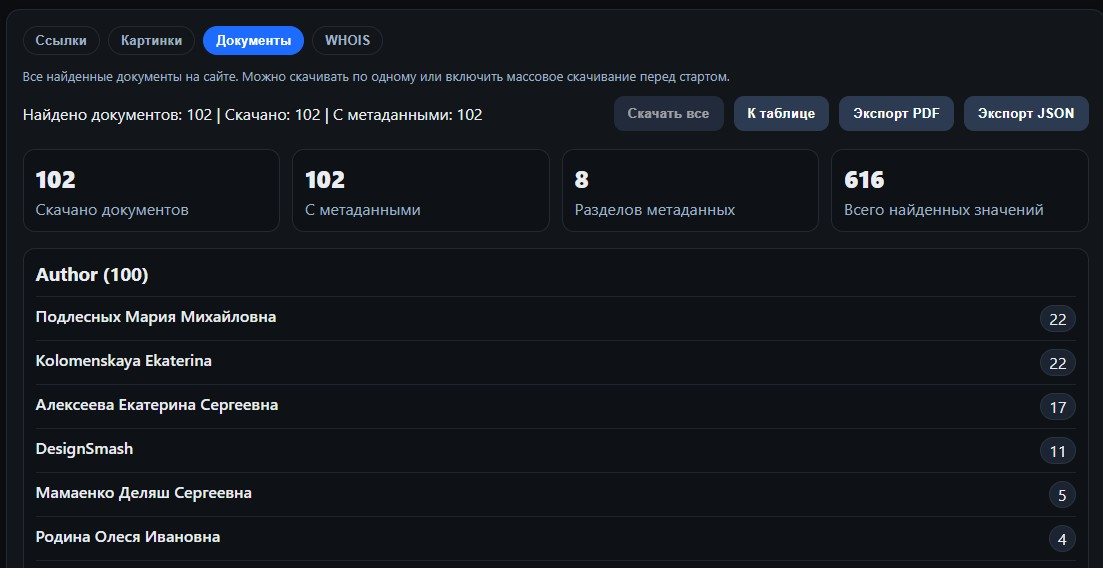 Interface screenshot