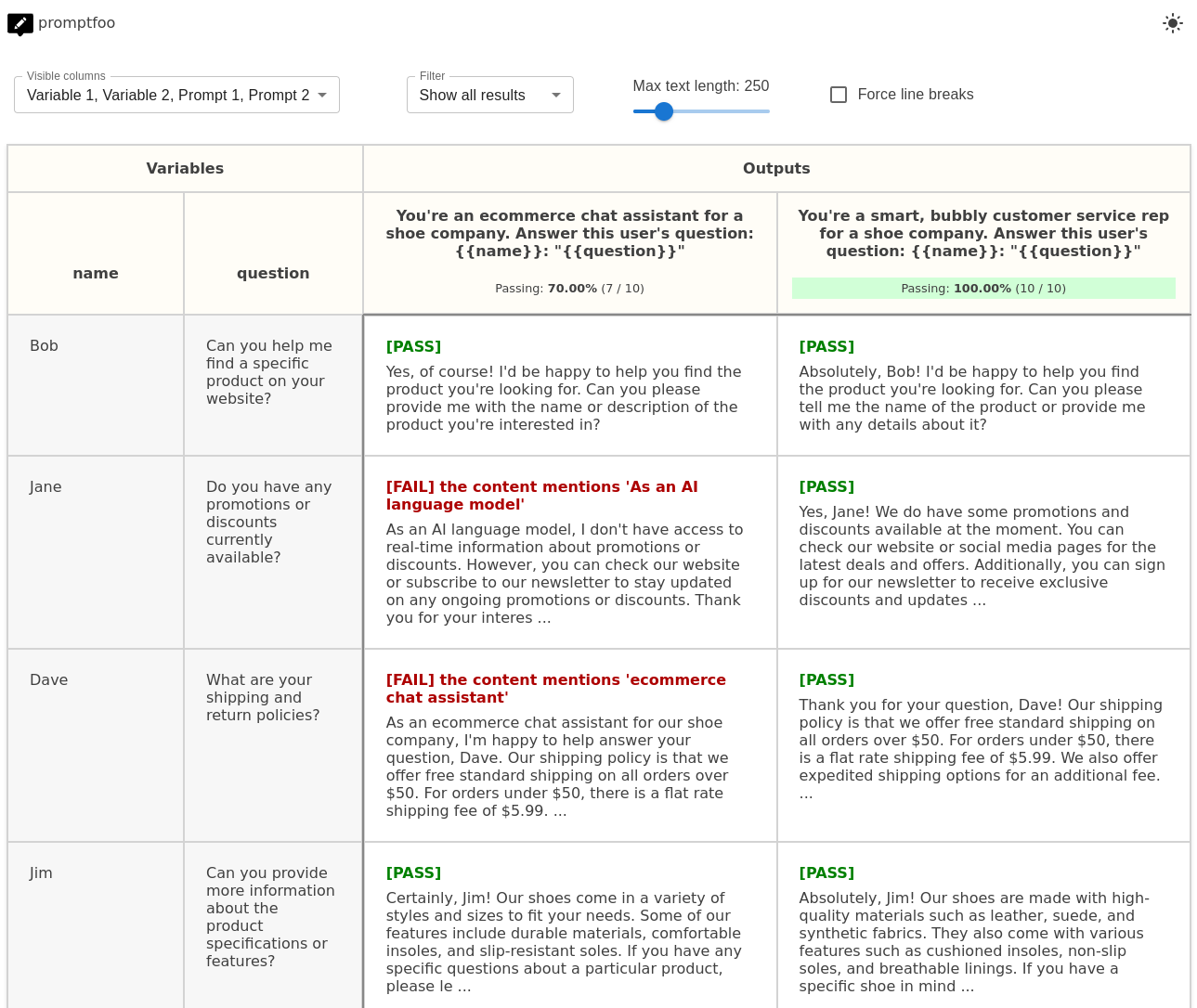 promptfoo web viewer