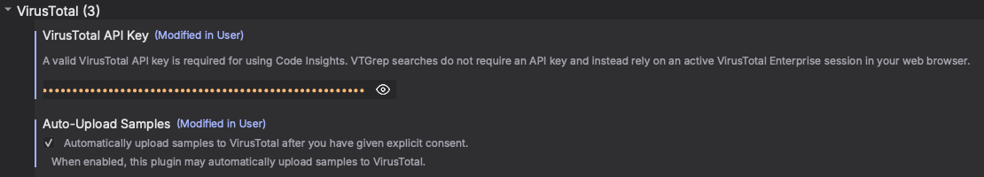 设置 VirusTotal API 密钥