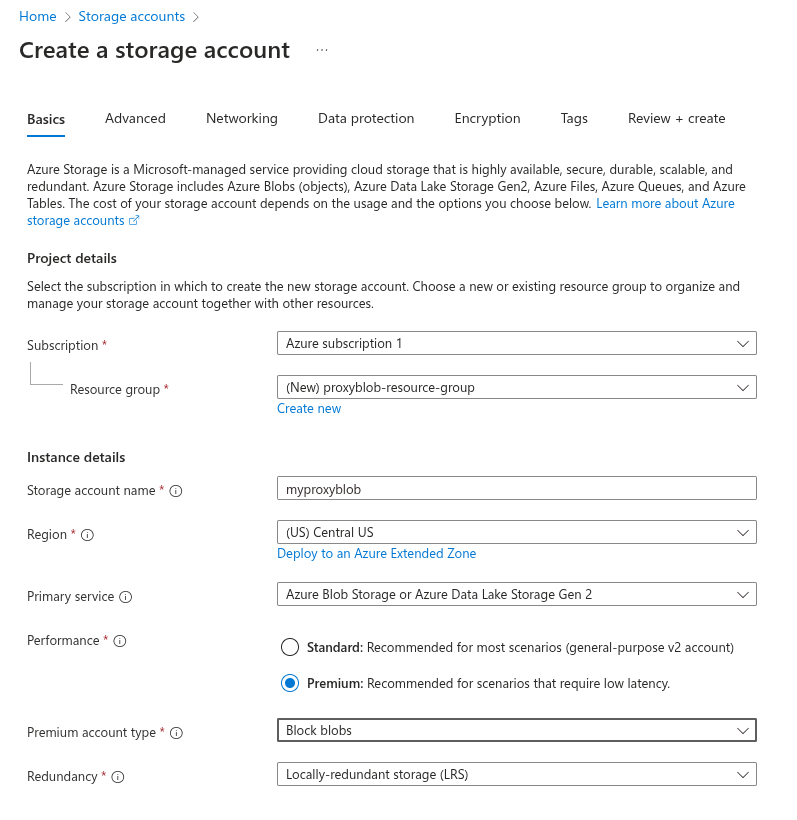 Create Storage Account