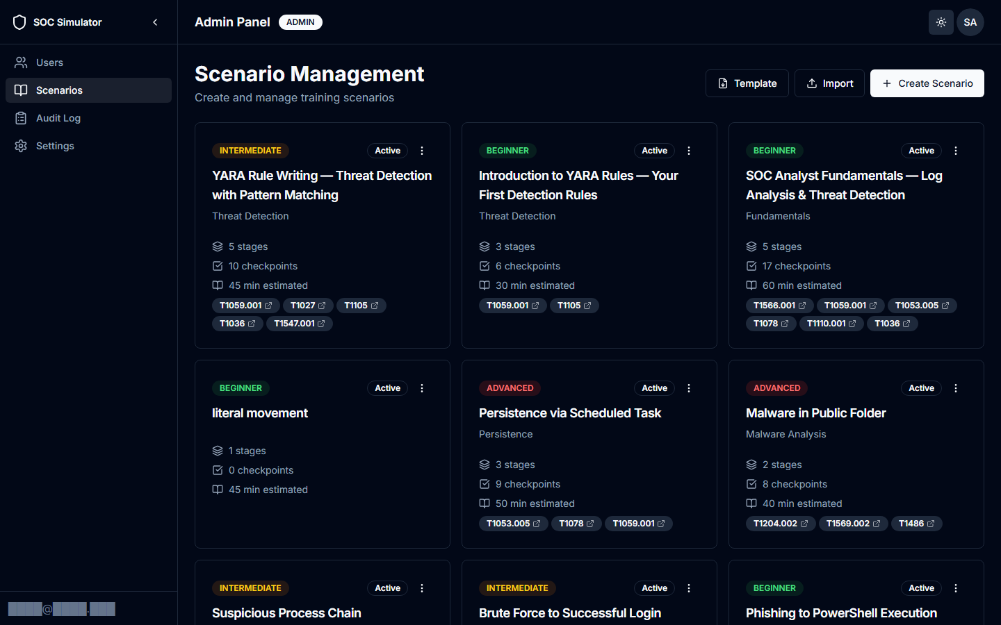 Scenarios — Dark Mode