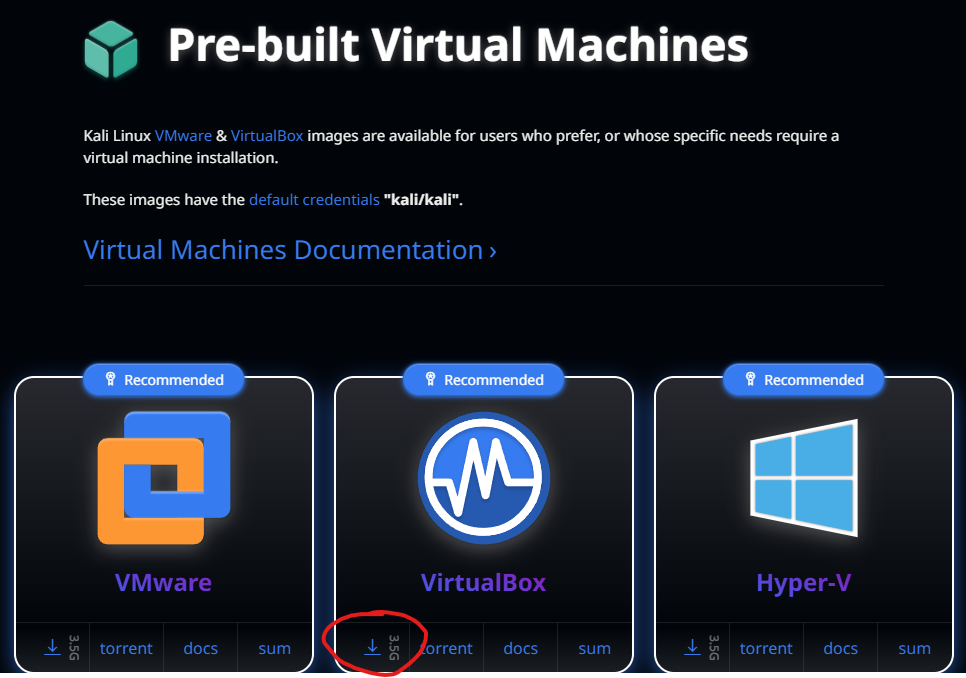 Kali Linux Download Page