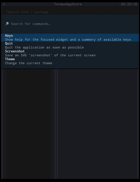 Menu Palette Interface