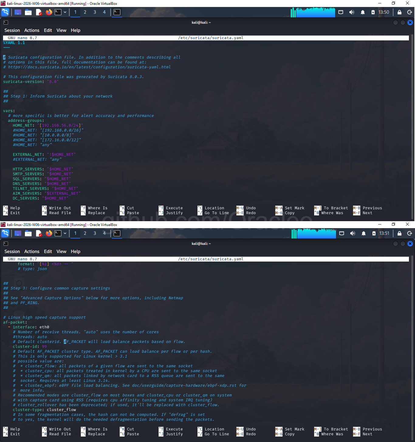Suricata YAML 配置 — HOME_NET 和 af-packet