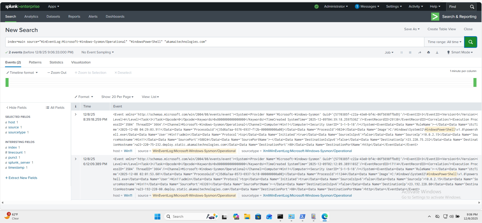 Splunk PowerShell HTTP Akamai