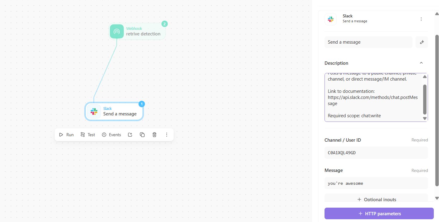 send alert messages from tine to slack