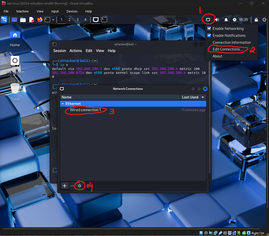 Path visual to wired connection settings