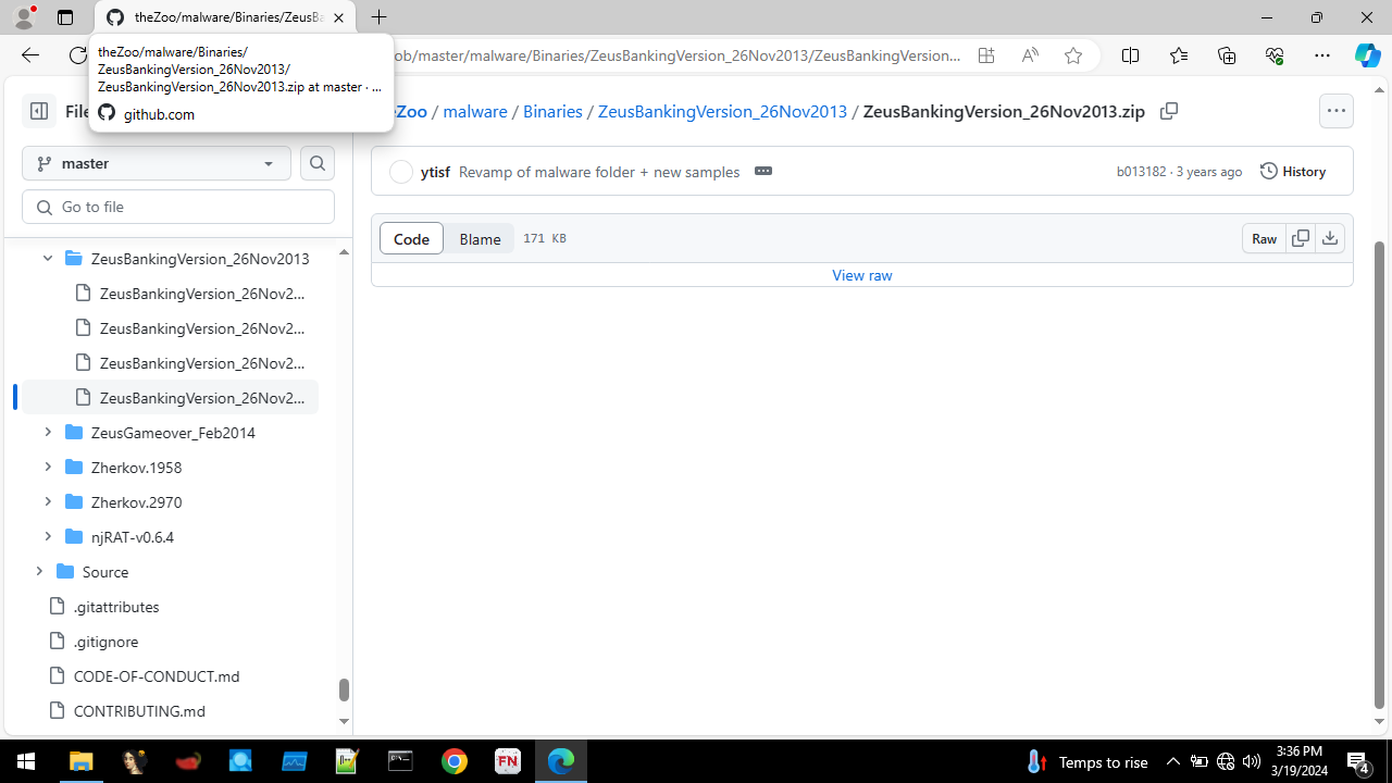 Downloading Zeus Sample