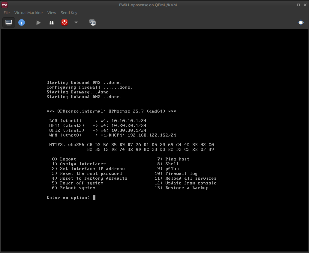 FW01 interface/IP summary