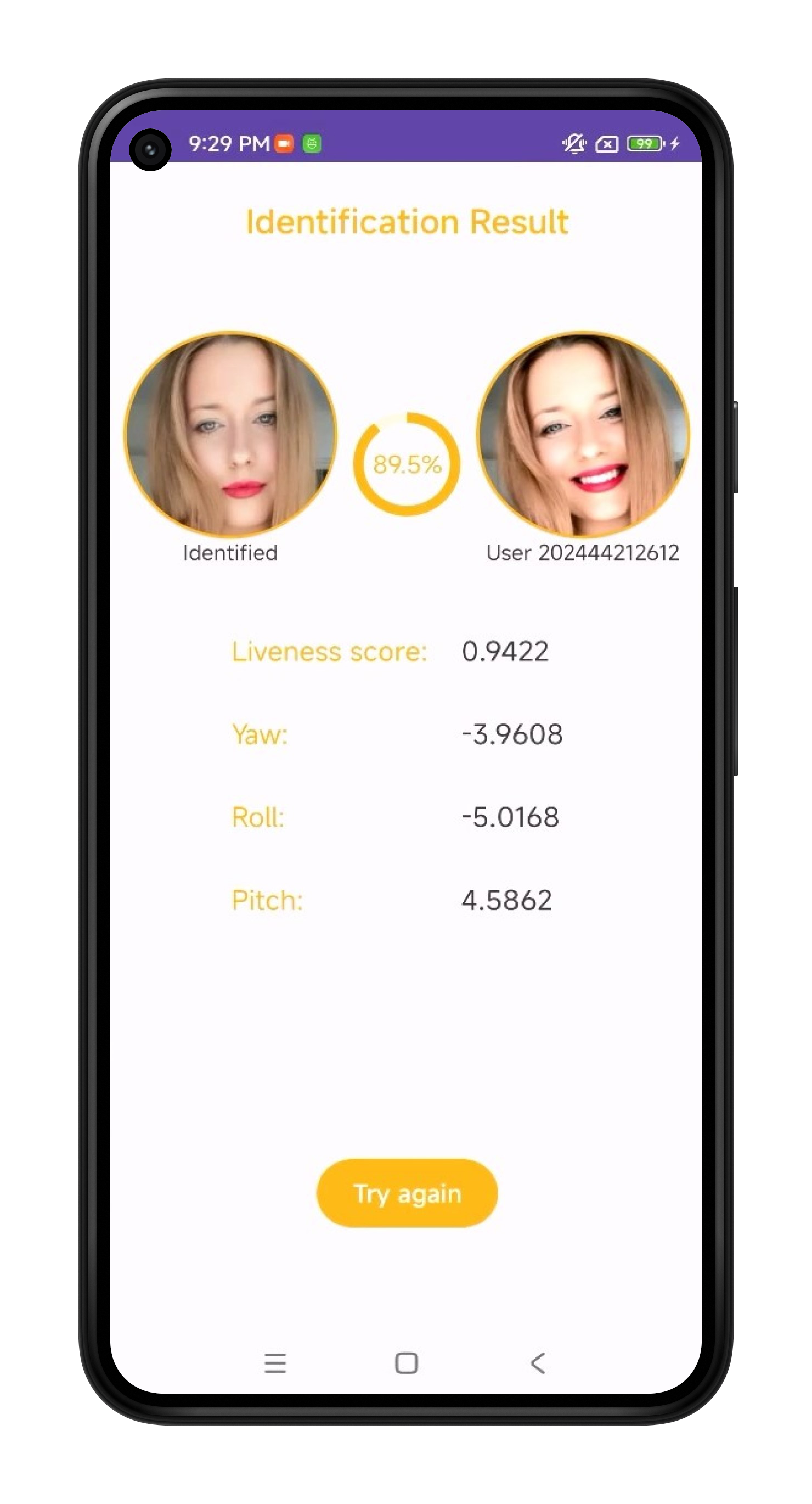 face recognition, liveness detection android demo snap 4